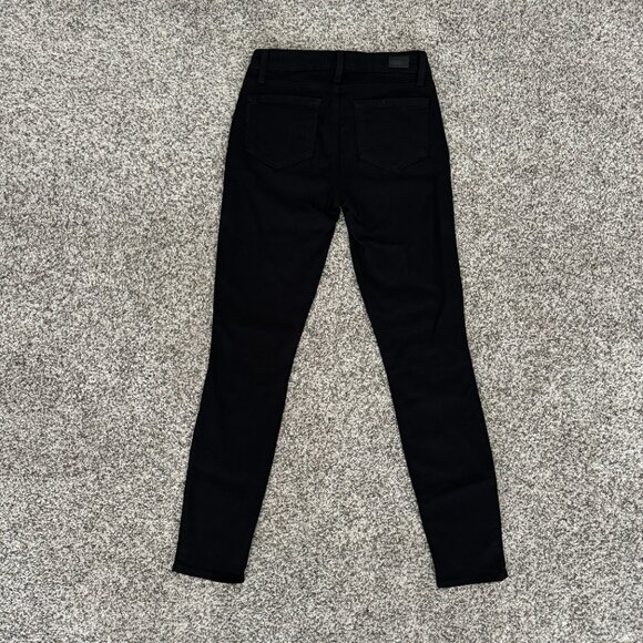 NEW Cond PAIGE Zip Pockets Transcend Edgemont Mid-Rise Ultra Skinny Jeans Black - Picture 7 of 10